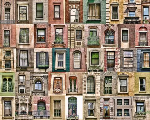 Montage collection of vintage windows compilation in New York City NYC