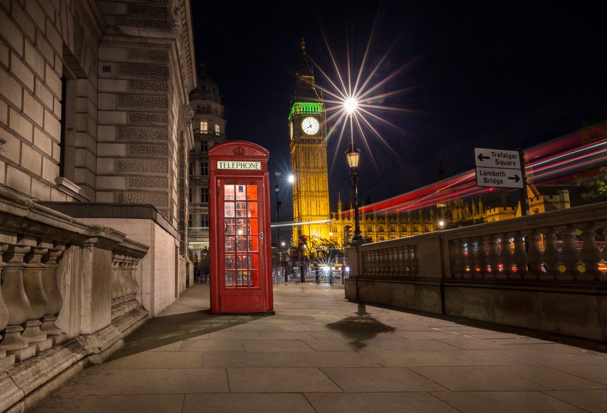 London-night-street-scene-big-ben-red-phone-box