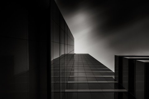 long exposure glass office building fine art architecture black and white