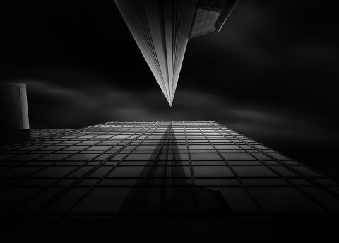 office buildings triangular long exposure fine art architect black and white