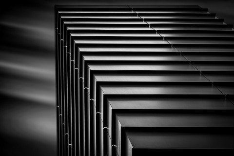 square metal building long exposure building fine art architectural black and white