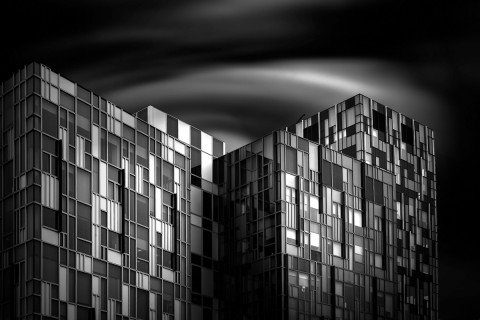 square patterned building long exposure building fine art architectural black and white