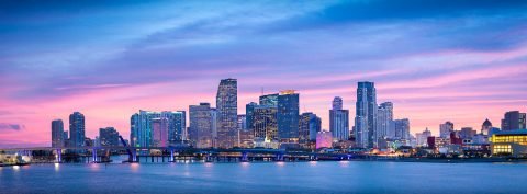 Miami-skyline-sunset-panorama