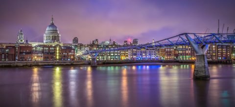 St-Pauls-Cathedral-Millennium Bridge-London-Panorama