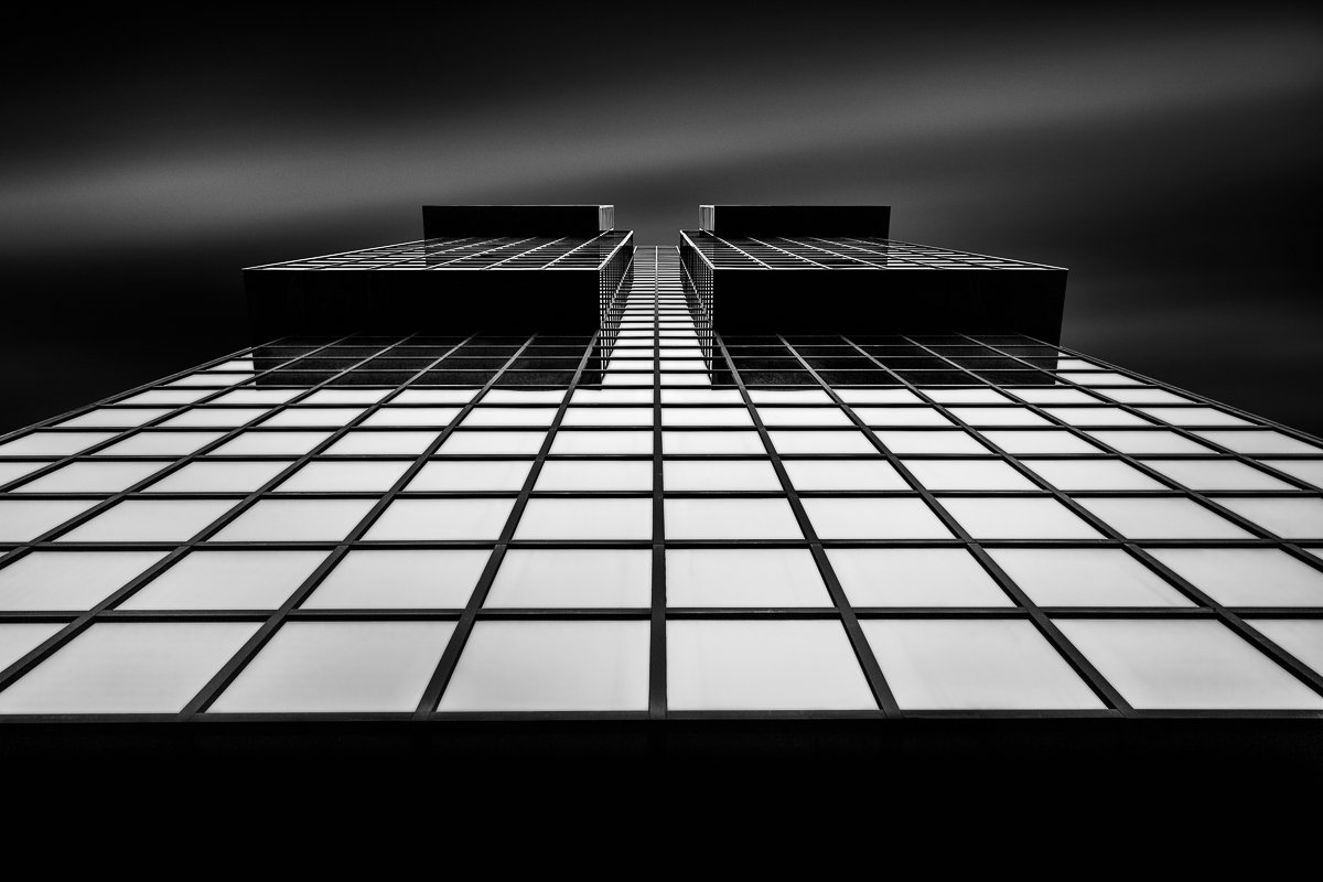 Long exposure photography in London with moving clouds and architectural structure