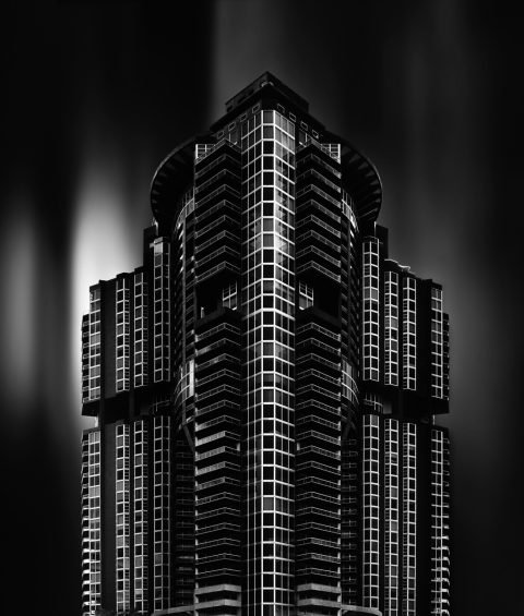 antonyz long exposure architecture modern residential apartment building miami black and white