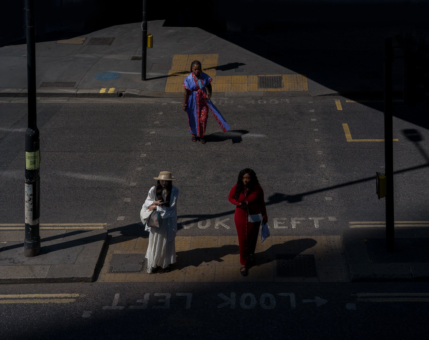 London street scene organised by colour and directional movement